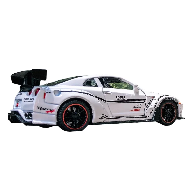 Supercarro GTR para Crianças Retorno de Luz Sonora Modelo de Microscale 1:32 Diecast Alloy, Carro Esportivo, Brinquedo Presente