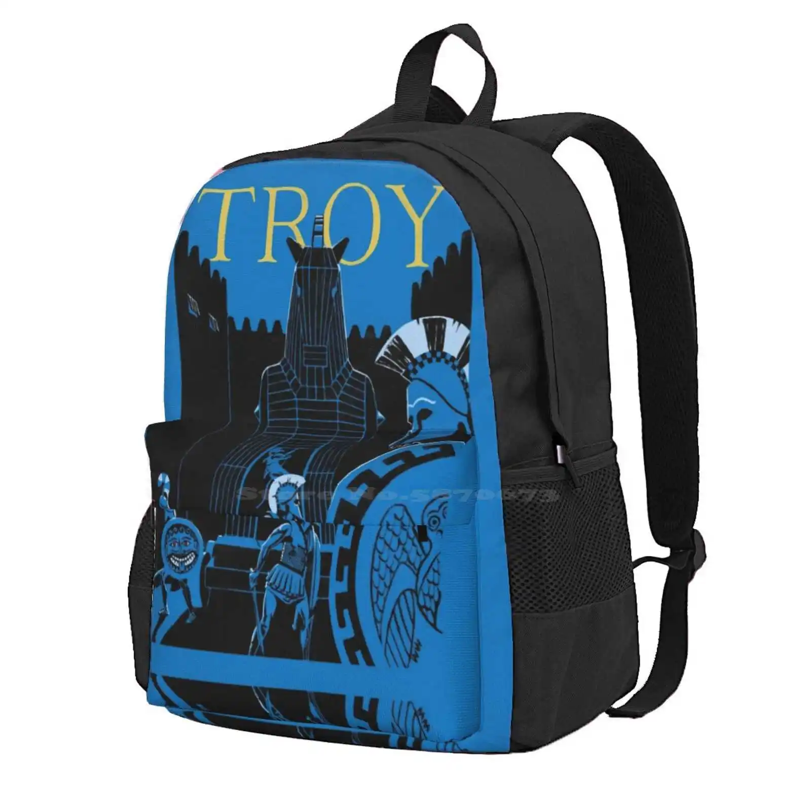 Troy - The Trojan Horse Hot Sale Schoolbag Backpack Fashion Bags Troy Trojan Warrior Achilles Wooden Horse Ancient Greece Iliad