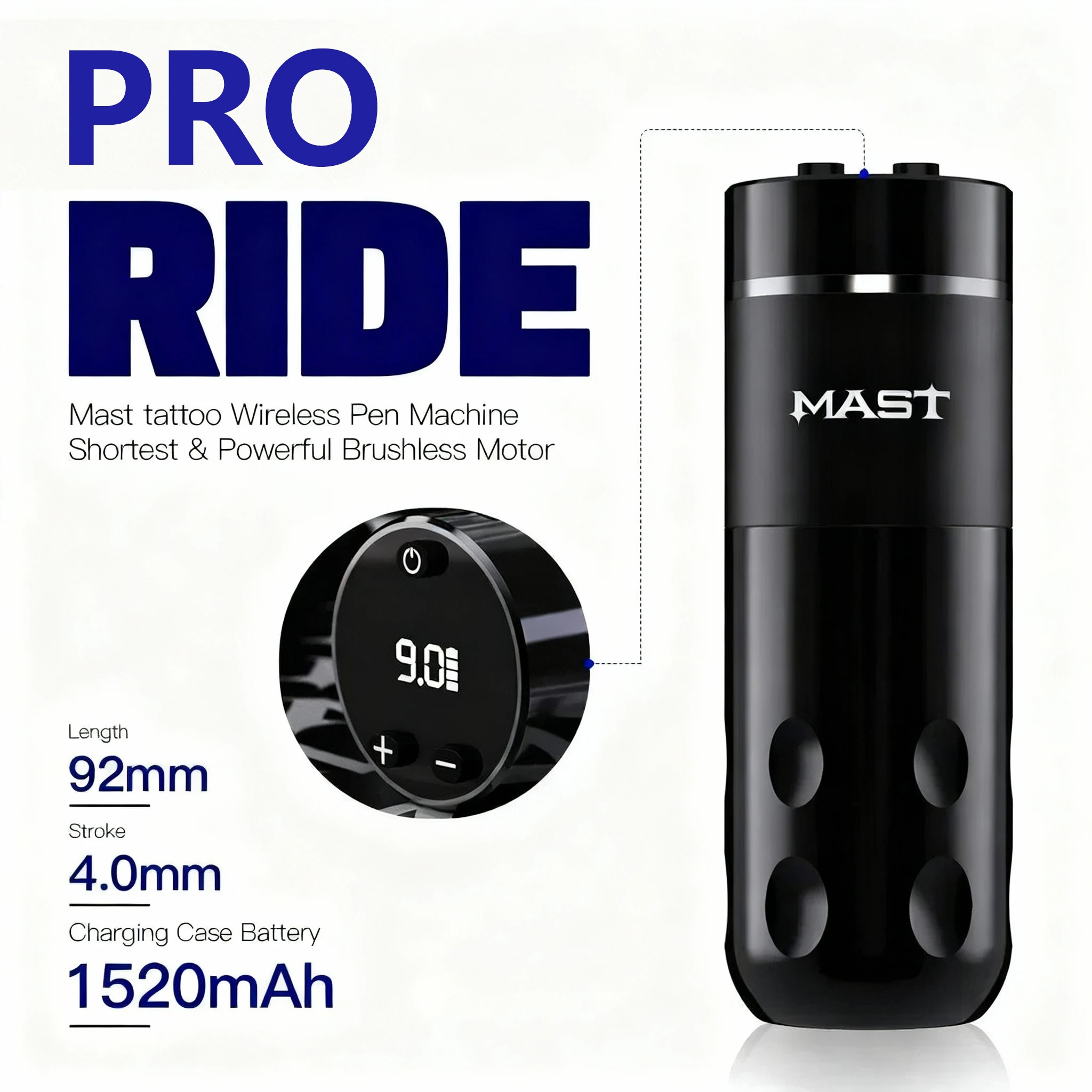 

Mast Tattoo Rider Pro Wireless Rotary Tattoo Machine 1520mAh Battery Capacity Brushless Motor Permanent Makeup for Tattoo Artist
