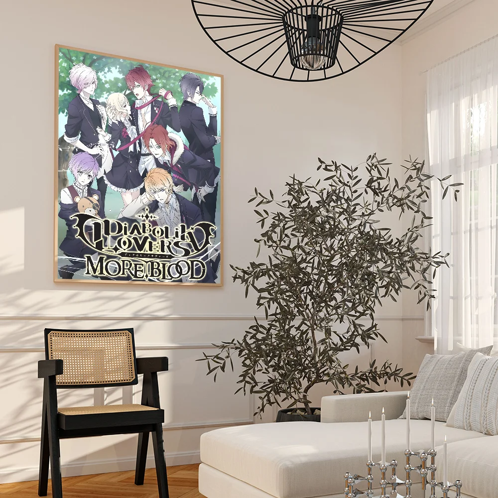 Anime D-Diabolik Lovers Movie Sticky Posters Retro Kraft Paper Sticker DIY Room Bar Cafe Aesthetic Art Wall Painting