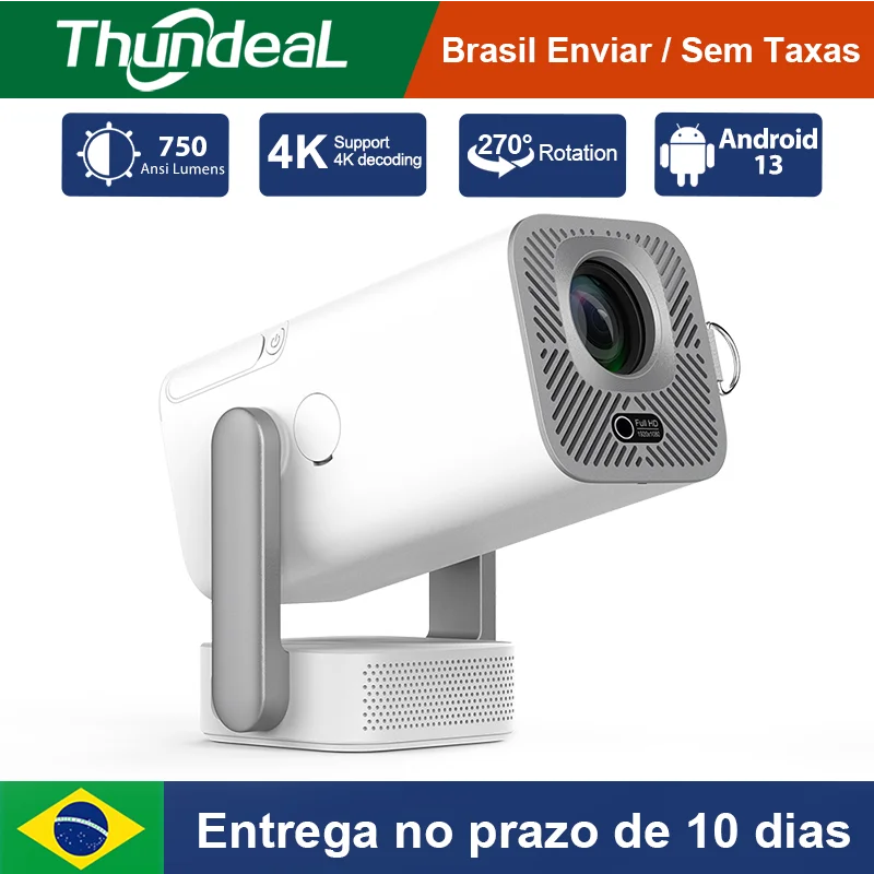 Projetores no brasil Mini projetor ThundeaL HD TD80 Pro Full HD 1080p vídeo 4K WiFi  Android  inteligente projetor de imagem portátil TD80Pro cinema em casa Para celular apresentação PK TD80W
