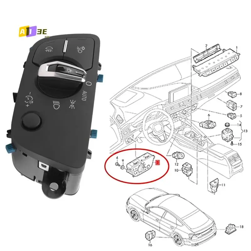

A03E-4M0941531AG Автомобильный переключатель передних фар для A4 B9 2020, регулировка фар 4M0941531 AG