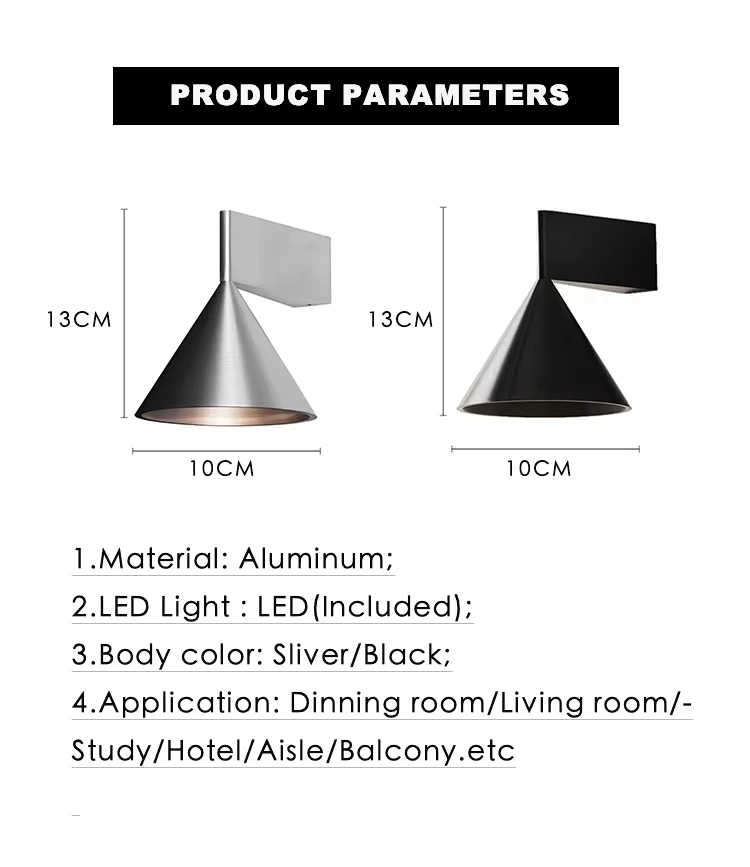 Interior Wall Lights Home Decorations Cone Small 7W LED Wall Lamp Geometry Wall Mirrors Lighting Lamps Living Room Light Fixture