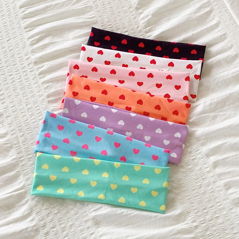 

2026 HOT Y2K Love Heart Printing Headband For Women Streetwear Summer Sweat-absorbing Hairbands Stretchy Makeup Daily Head Bands