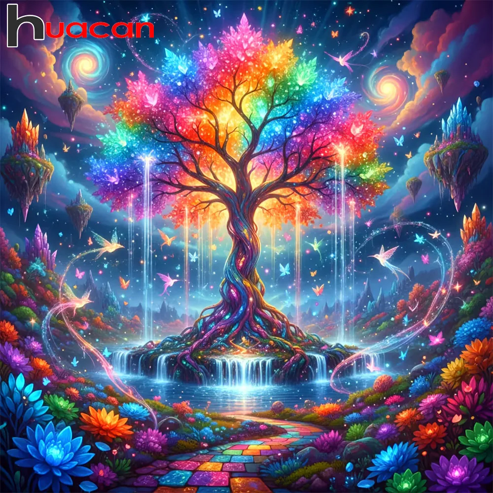 Huacan Neuheiten 2026 Diamantmalerei Baum Blume Vogel Diamantstickerei Landschaft Vollständig Handgefertigt Geschenk