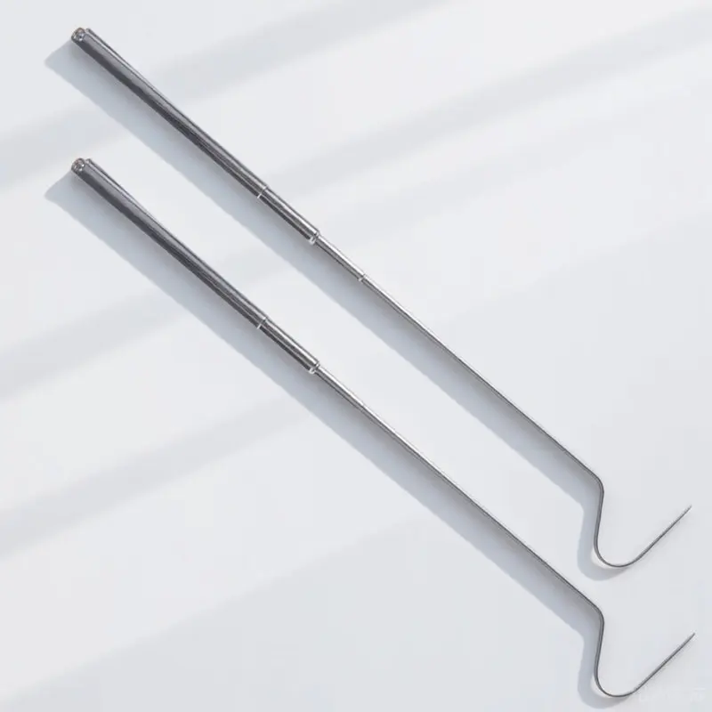 2Pcs Lightweight Stainless Steel Retractable Snake Hook Set Duckbill Head Easy Carry Collapsible for Small Reptiles Snake