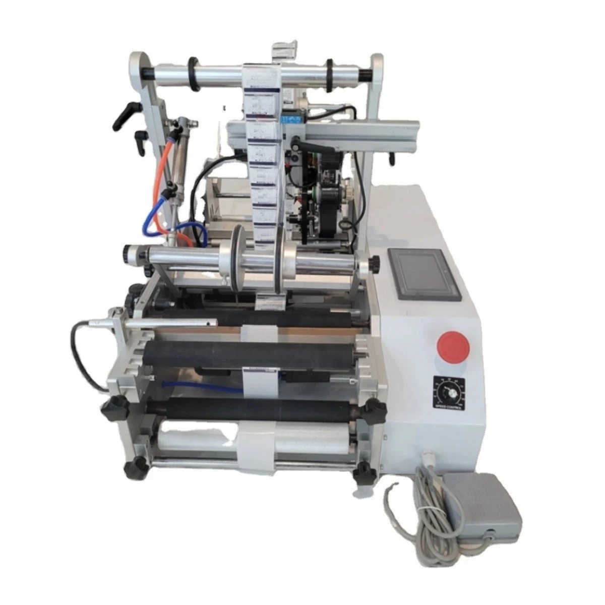 Sticker Labeling Machine with Date PrinterPneumatic Labeling Machine, Labeling Machine Round Bottles,