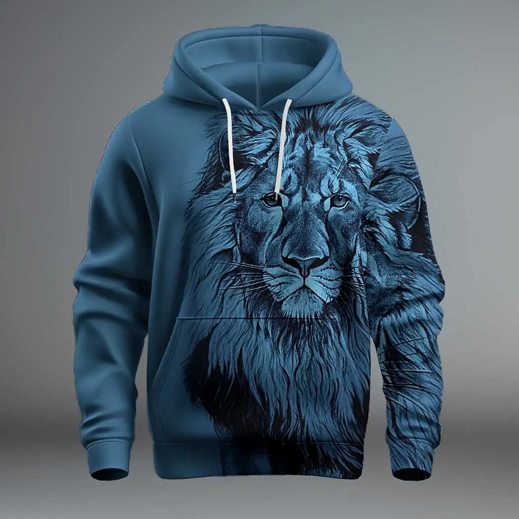 

Trendy Temperament Top Animal Print Pullover Hip-Hop Street Wear Men's Hoodie Autumn Fashion Pattern Print MC11