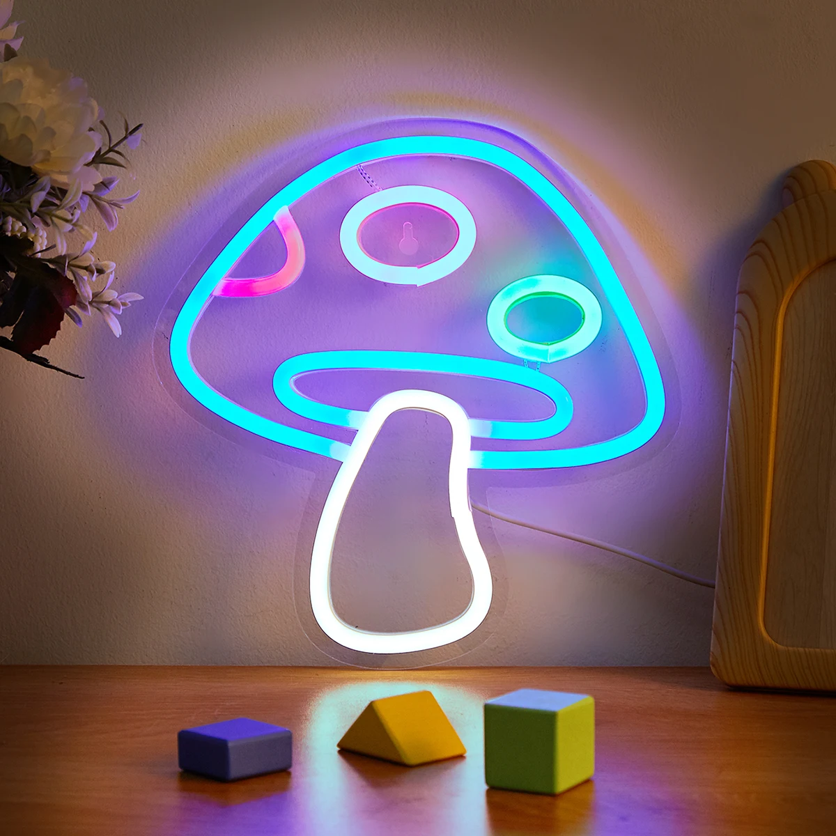 Chi-buy LED Neon Cogumelo USB Alimentado Sinais de Néon Luz Noturna 3D Arte de Parede e Sala de Jogos Quarto Decoração de Festa Lâmpadas Sinais