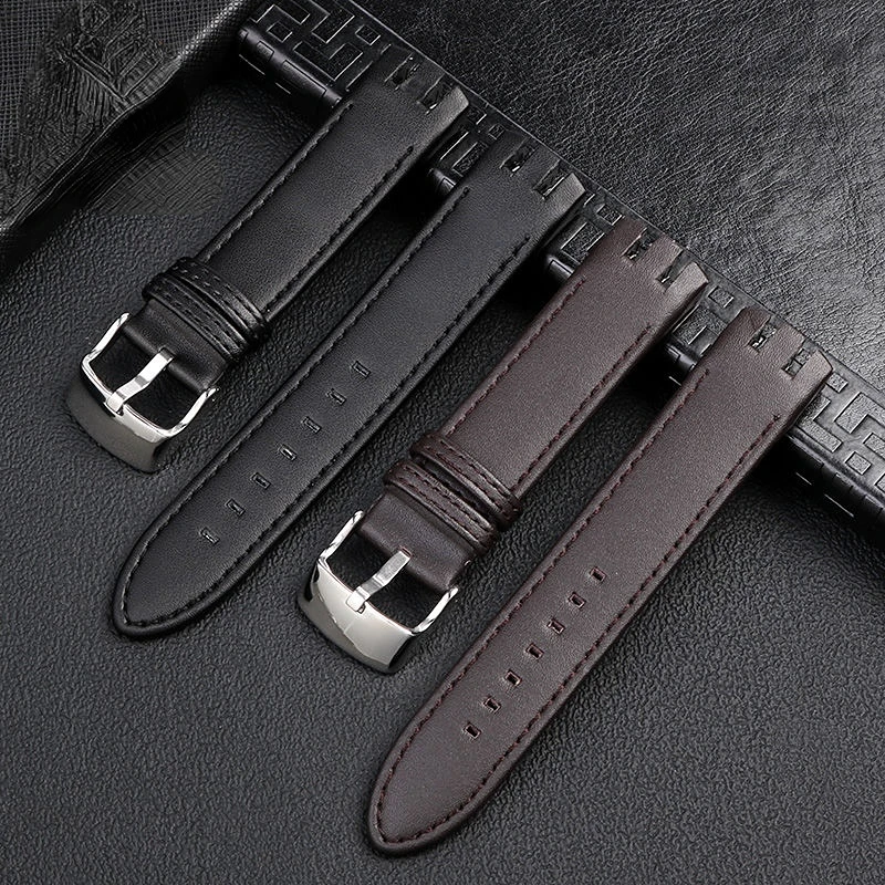 Genuine Leather Watch Band for Swatch Yts401/402/403G Soft and Comfortable Curved Concave Men's Watch Strap 20mm Wristband