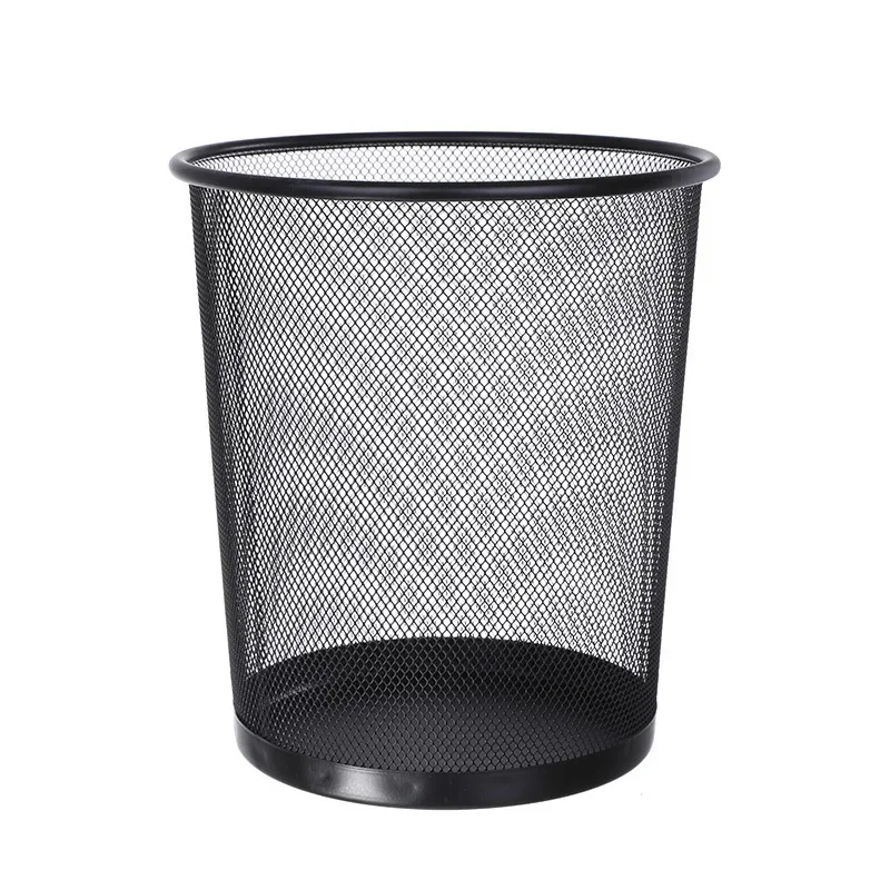 2026 Wholesale Metal frame mesh wire office round trash can household iron large trash basket kitchen storage waste trash bins