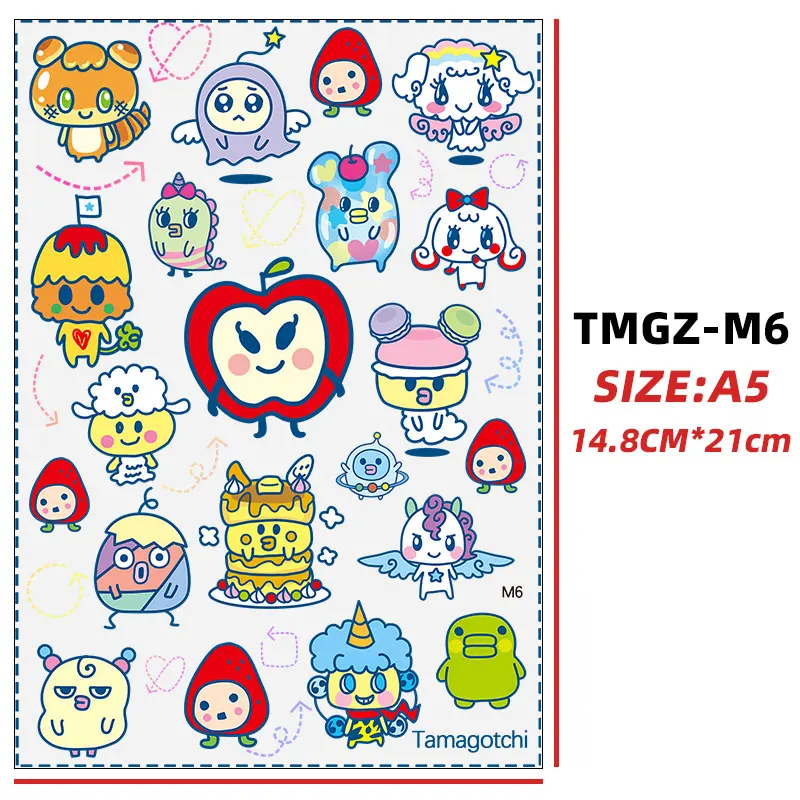 Tamagotchi DIY Sticker Planner Book A5 Size Transfer Cups Computer Luggage Sticker Decal Uvdtf Bottle Uv Dtf Car Mametchi Bachi