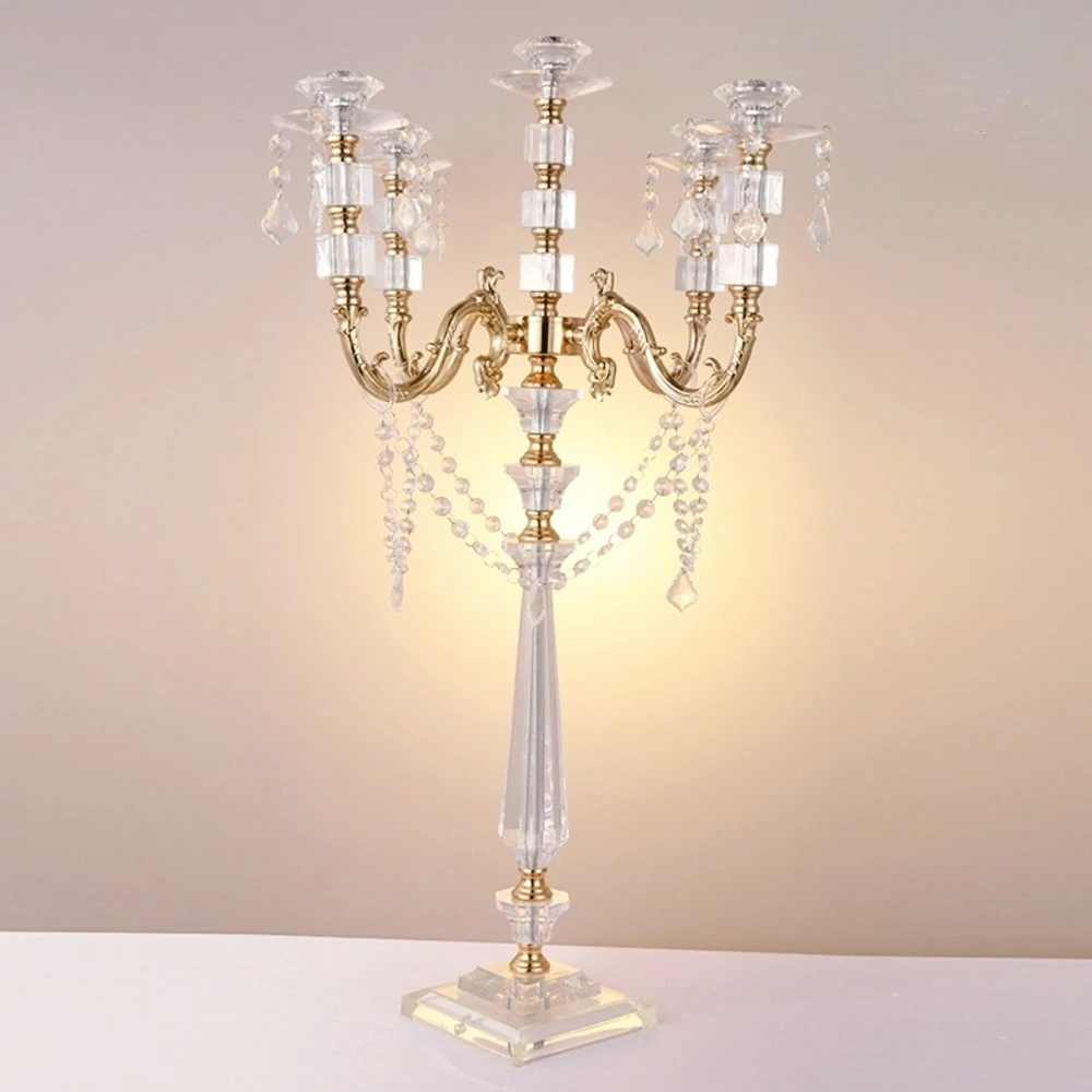 Acrylic Candle Holders Candelabras Crystal Pendants 77 CM/30