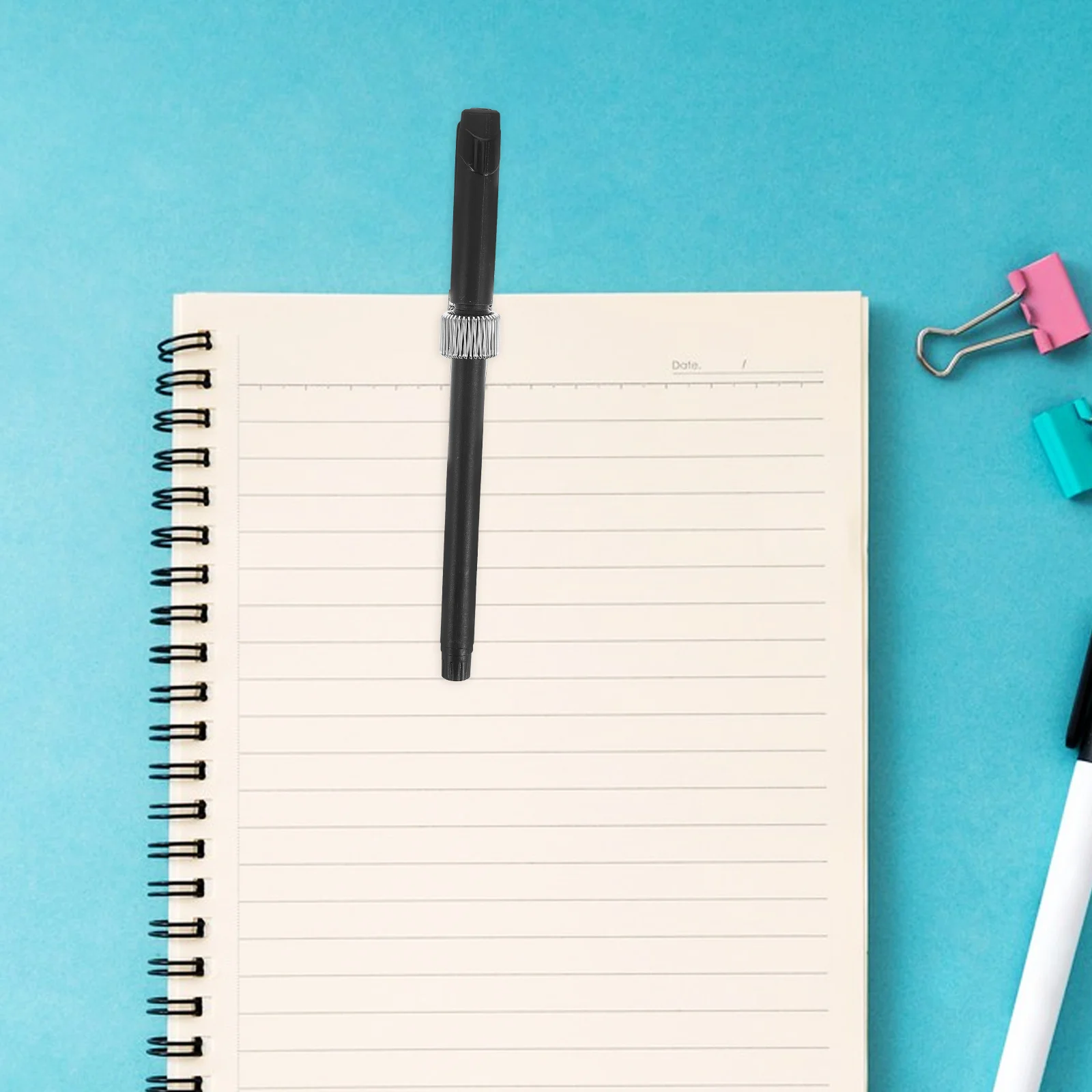 

6pcs Manganese Steel Rotating Pen Clip Adjustable Metal Holder For Notebook Office School Home Single Spring Clamp Heavy Duty