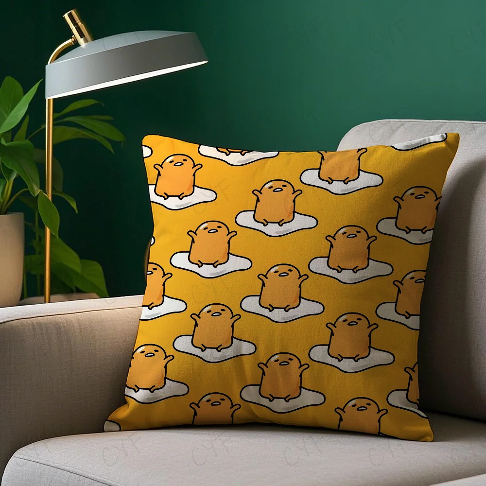 G-G-Gudetama Pillow Case Pillowcase Anti-dustmite Pillow Invisible zipper silky short plush Sofa cushion cover