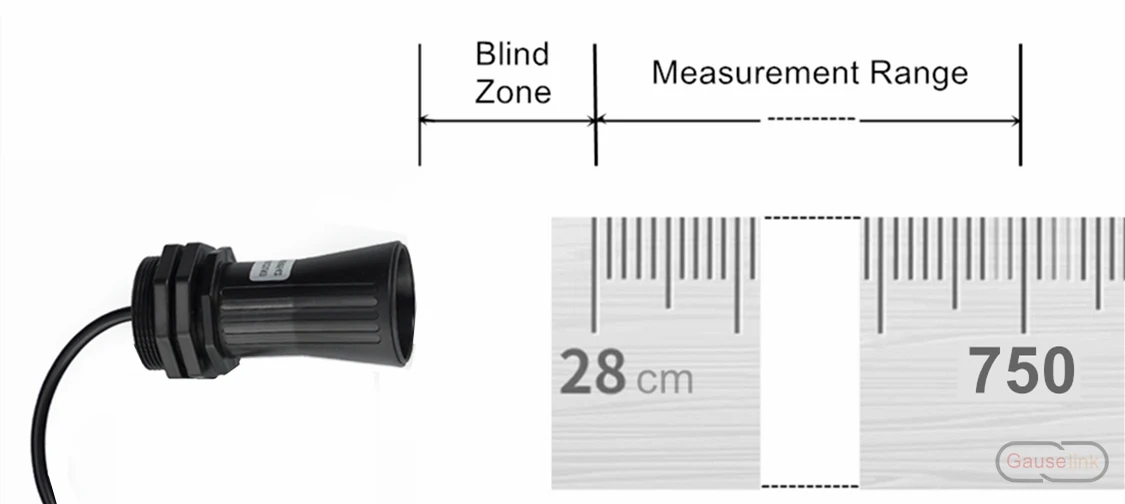 Ultraschall-Ultraschalls ensor modul mit Relais-Näherung schalter Ausgang hoch niedriger Ein/Aus-Bereich 28-750cm wasserdicht ip67 – Detail 2