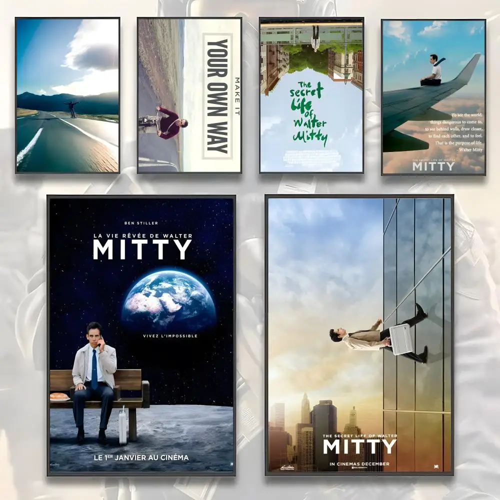 T-The Secret Life of Walter Mitty Movie Poster Sticky Wall Art Printing Waterproof Home Living Bed Room Aesthetic Decor