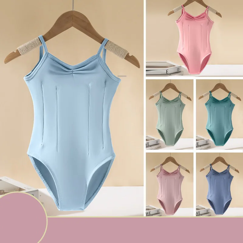 

Ballet Leotard Toddler Girls Camisole V-Neck Bodysuit Full Lining Ballerina Costume Top Gymnastic Outfit Training Dancewear Kids