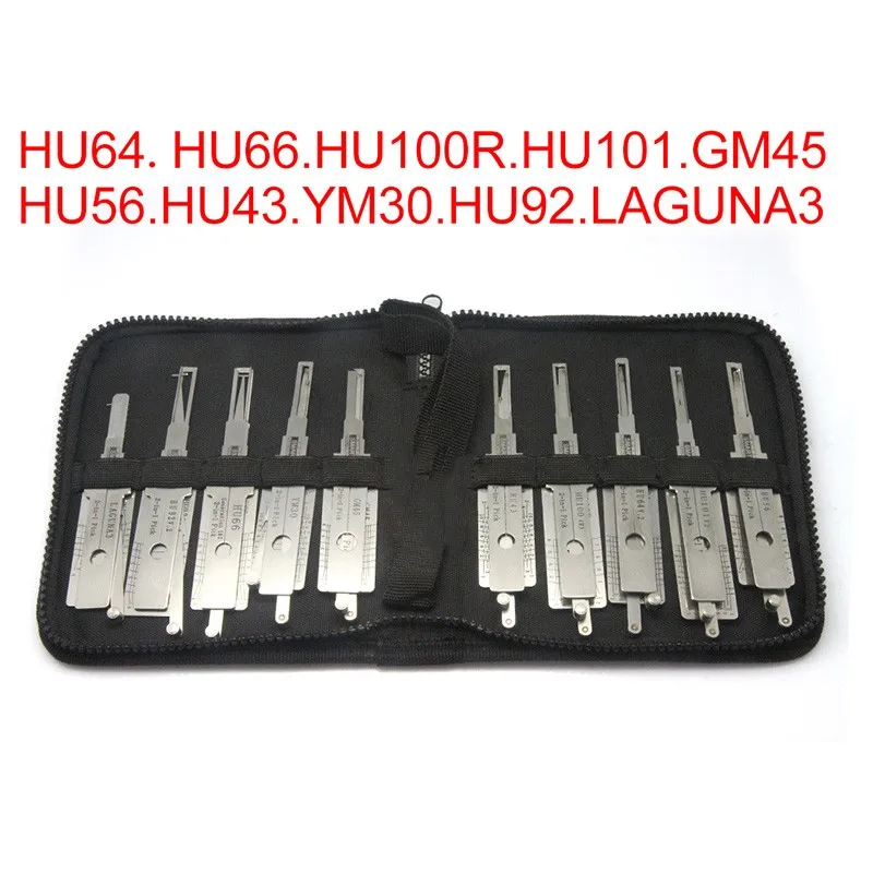 Smart Tools European Car 10PCS HU64 HU66 HU100R HU101 GM45 HU56 HU43 YM30 HU92 LAGUNA3 2 in 1 Decoder Locksmith Lock Pick Tool
