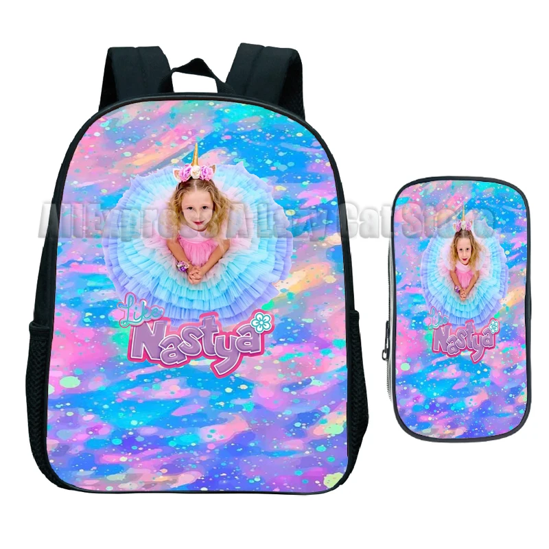 2pcs Set Like Nastya Backpack Kids Toddler Kindergarten Knapsack Boys Girls Outdoor Shoulder Bags Children's Gift Bags