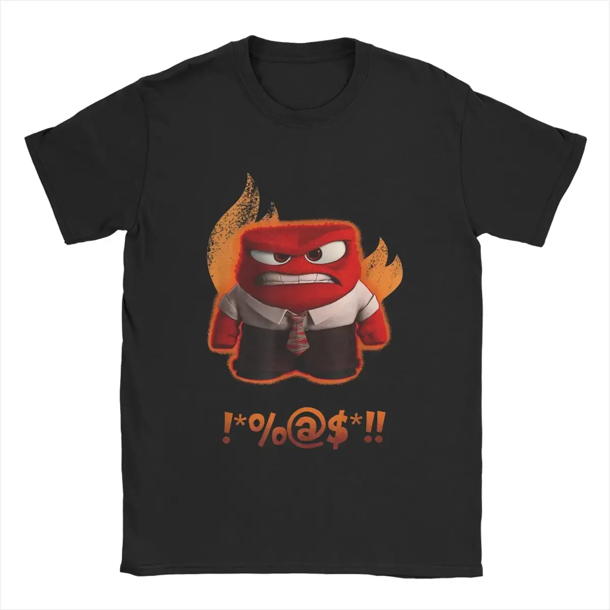 Official Men Inside Out Cartoon T Shirts Anger Shouting Curses Fiery Shot Vintage Short Sleeve Crewneck Tee Plus Size T-Shirt