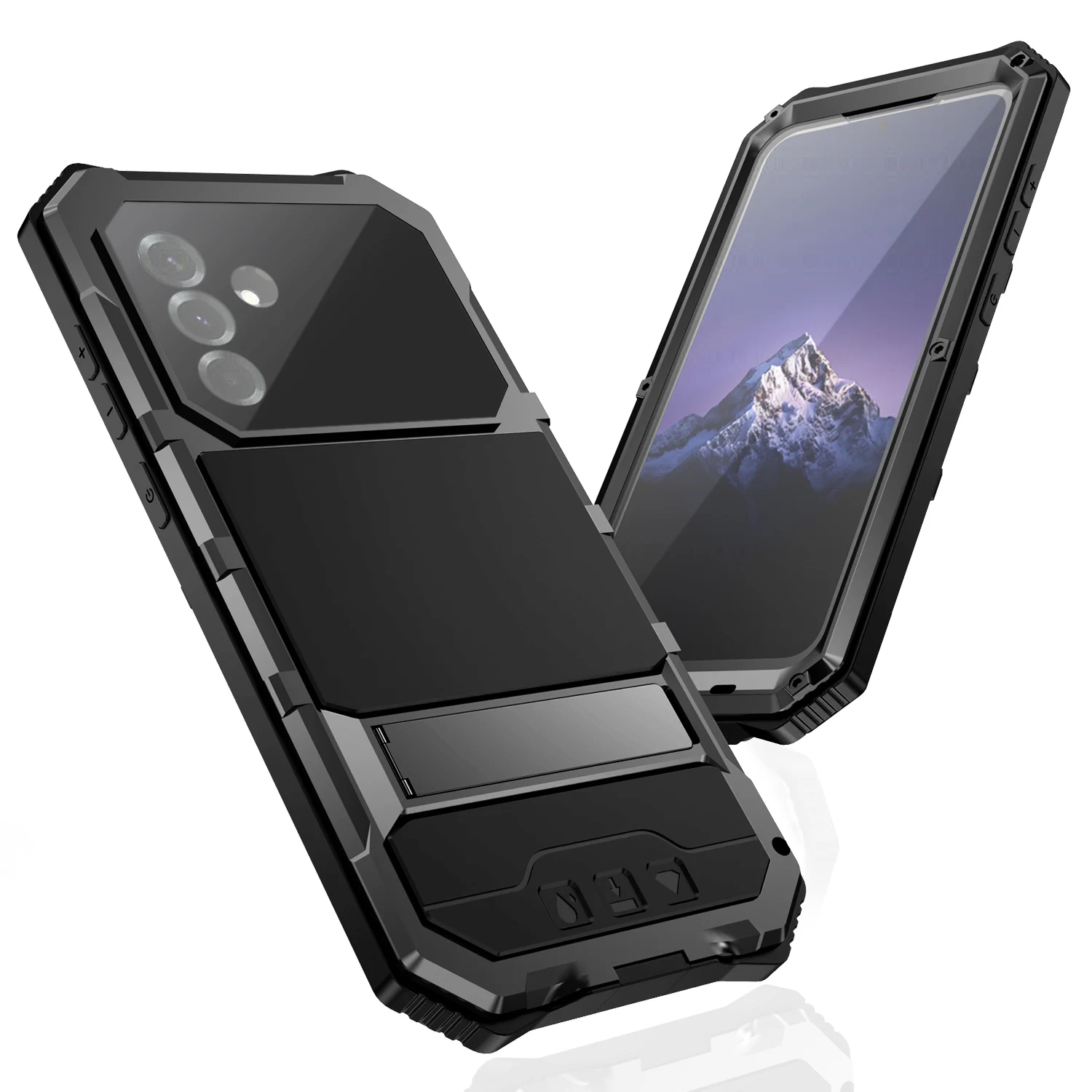 Para samsung galaxy a36 a56 caso de metal resistente armadura à prova de choque capa de telefone com proteção de tela embutida capa completa coque