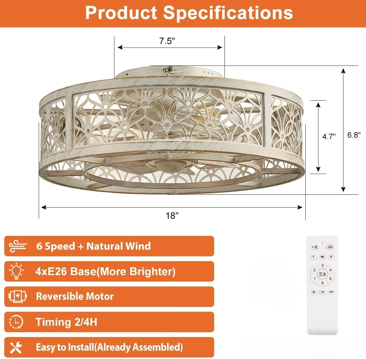 Ceiling Fan with Lights18 inch - Ceiling Fan Mount recension och pris