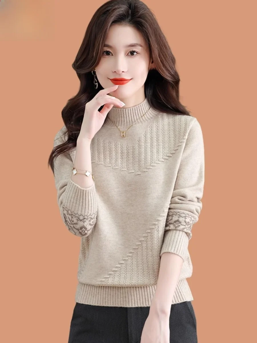 

Женский свитер массивной вязки с высоким воротником, повседневный топ, осень-зима, модная внутренняя одежда, удобная мягкая длинная ...