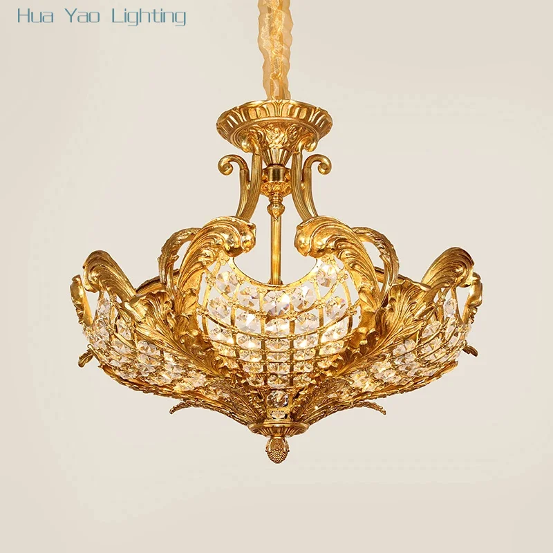 

NEW French villa chandelier retro atmosphere restaurant bedroom study European style entrance hall porch crystal full copper