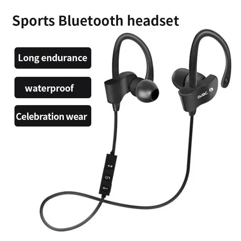 2023 New Portable Sports Wireless Bluetooth Headset Running Stereo Music Universal Mini Dual in Earplugs Ear Hanging Universal