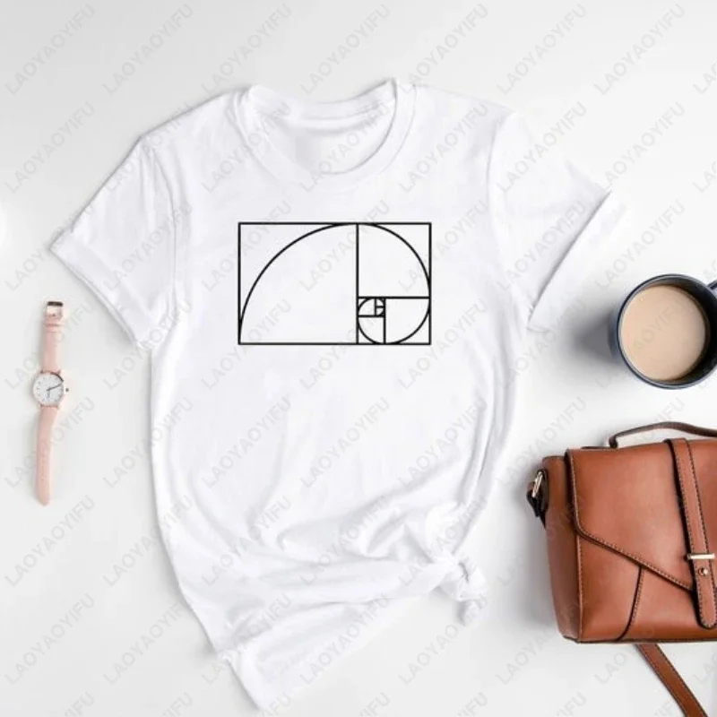 Fibonacci Spiral Golden Ratio Math Cotton TShirt Men Women Trending Simple Style All Match Tees Mathematics Casual Novelty Tops