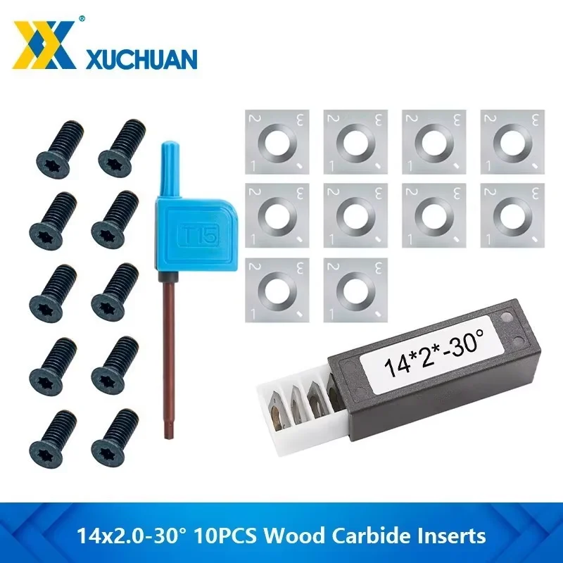 Carbide Inserts Cutter 10pcs 14x14x2mm 4-Edge Square Round Edge Blades 30 Degree Lathe Chisel Replacement Blade