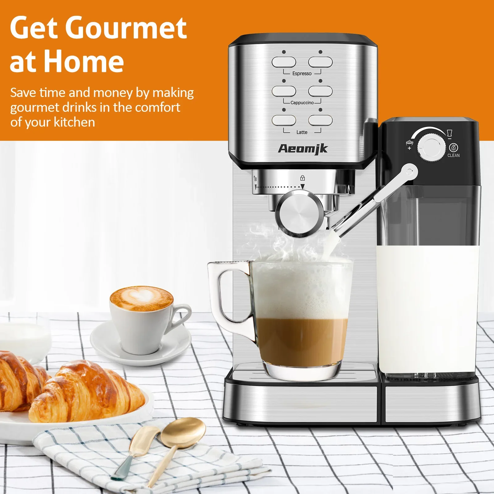 

Home Semi-automatic Espresso Coffee Machine High Pressure Extraction Milk Frother Cappuccino Maker