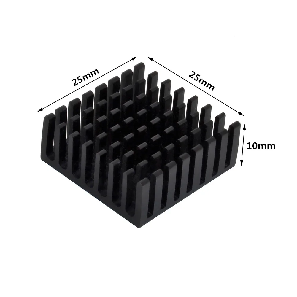 25x25x10mm 20pcs Aluminum Heatsink Black Heat sink cooling for Electronic IC Chip With Thermal Conductive Tape