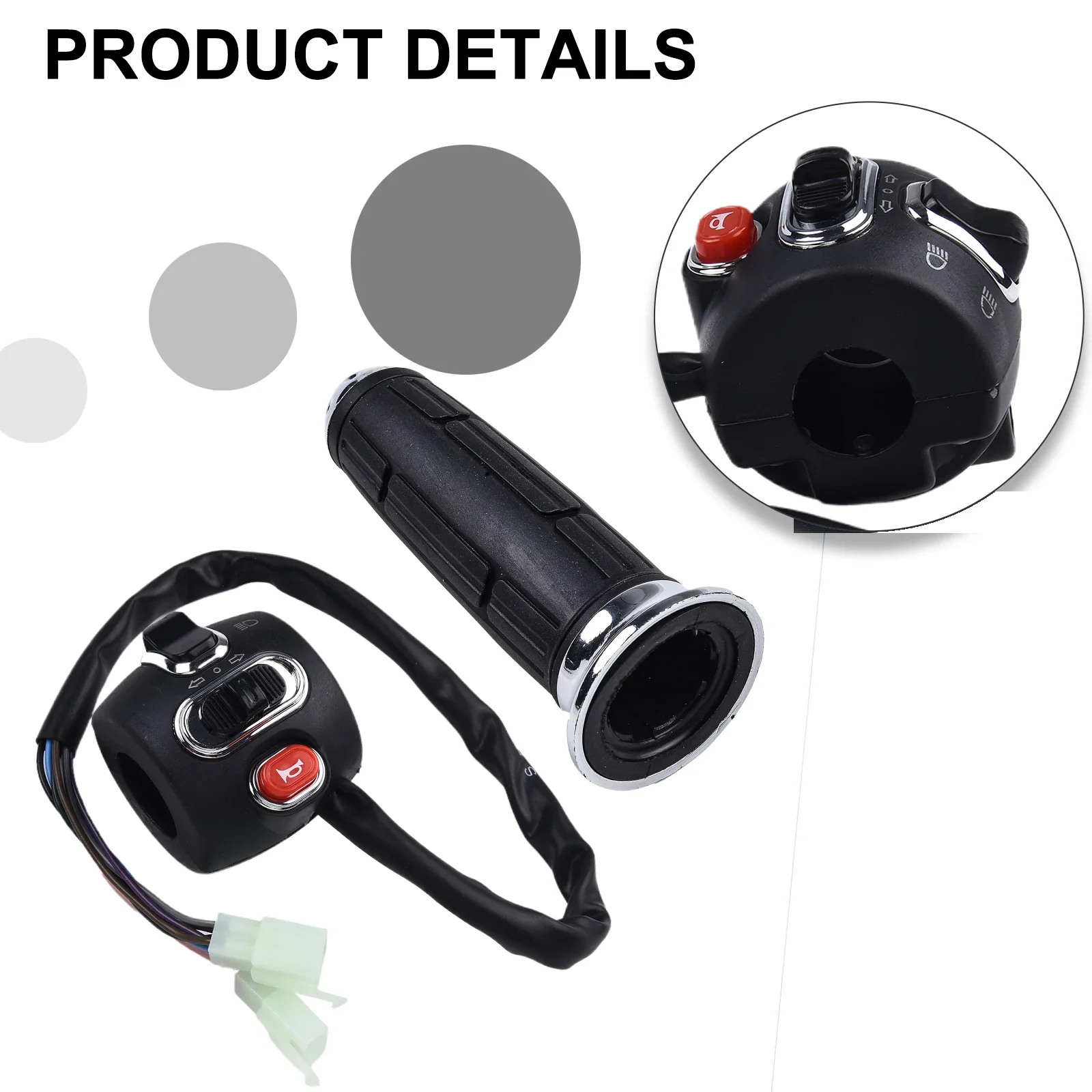 Ebike Brake ABS + Rubber Electric Scooter Speed Throttle Suitable for 12V 72V E Bikes Headlight Turn Signal Horn