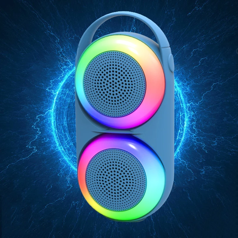 COOMAER Dual Horns Stereo Wireless Outdoor Speaker Portable Bluetooth USB Dish Music Subwoofer 5 Colors RGB Lighting Sound Bass