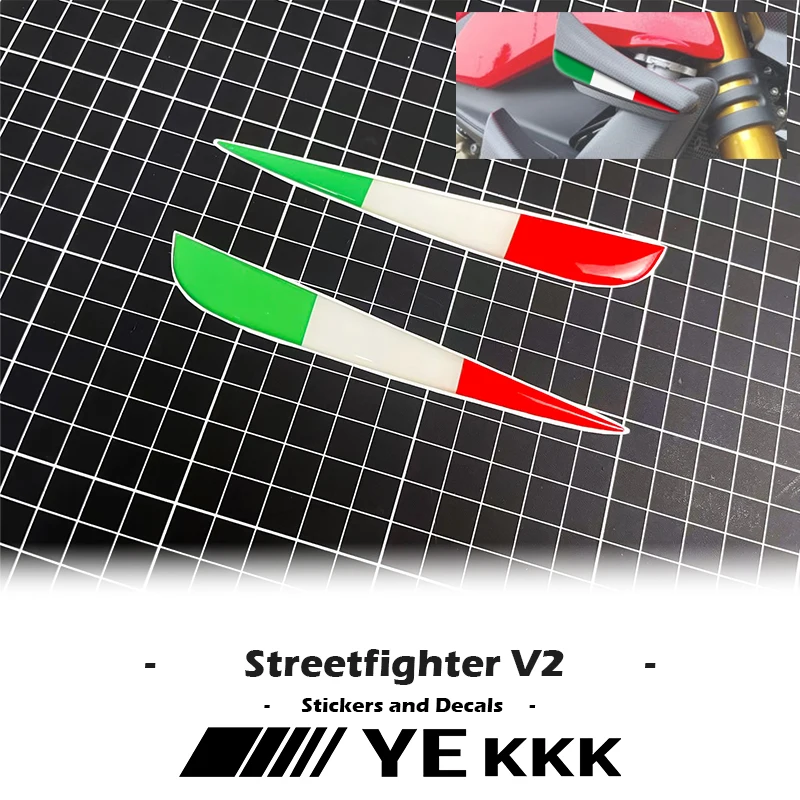 

For Ducati Streetfighter V2 Italian Tricolor Flags for Wings 3D Winglet Flank Sticker Decal StreetfighterV2 LOGO