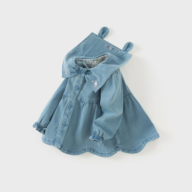 Dave Bella Children Girls Baby Denim Jacket 2024 New Autumn Fashion Casual Cute Coat Cloak Outdoor DB3241442