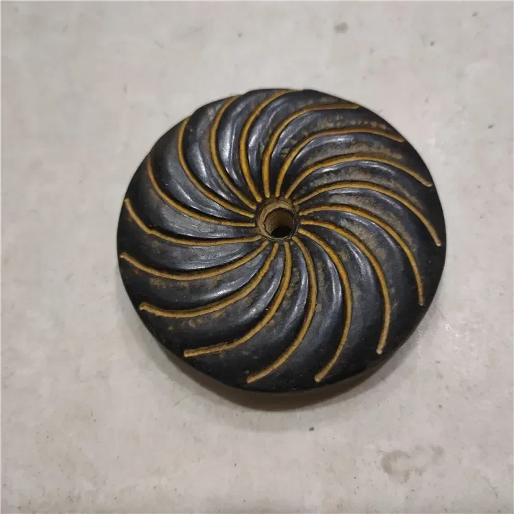 Hongshan Culture Archaize Black Iron Meteorite Dragon Phoenix Peace Buckle Statue