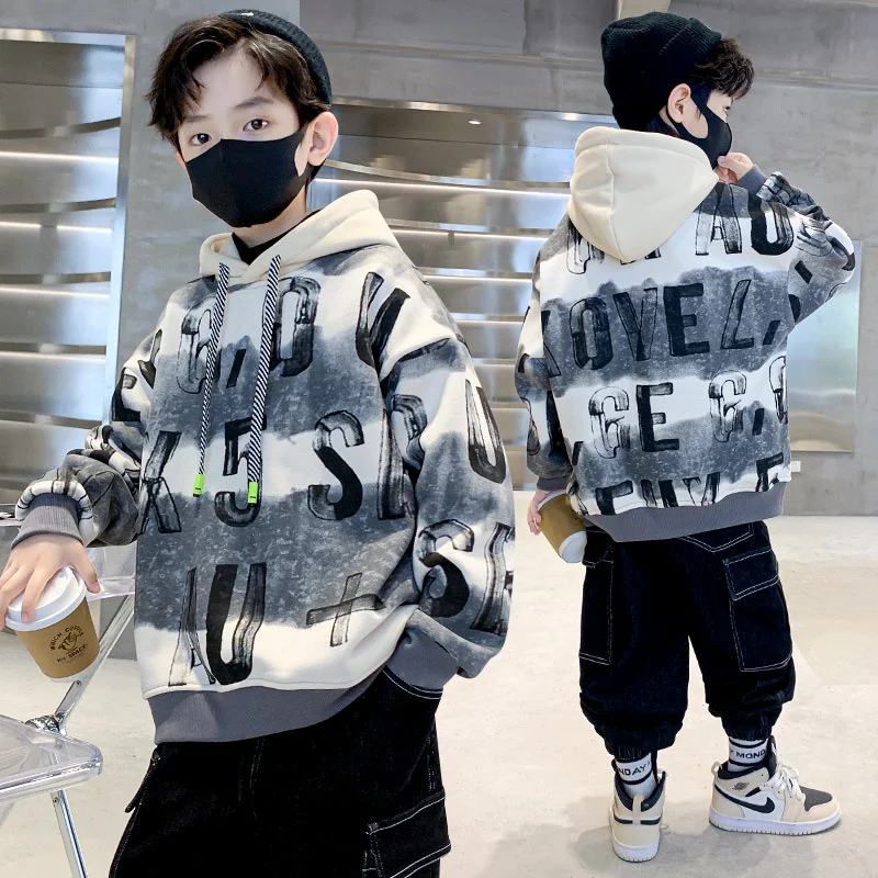 

Boys Hoodies Sweatshirts Cotton Tops Outwear 2024 Loose Spring Autumn Kids Christmas Gift Formal Outfits Children's Clothing