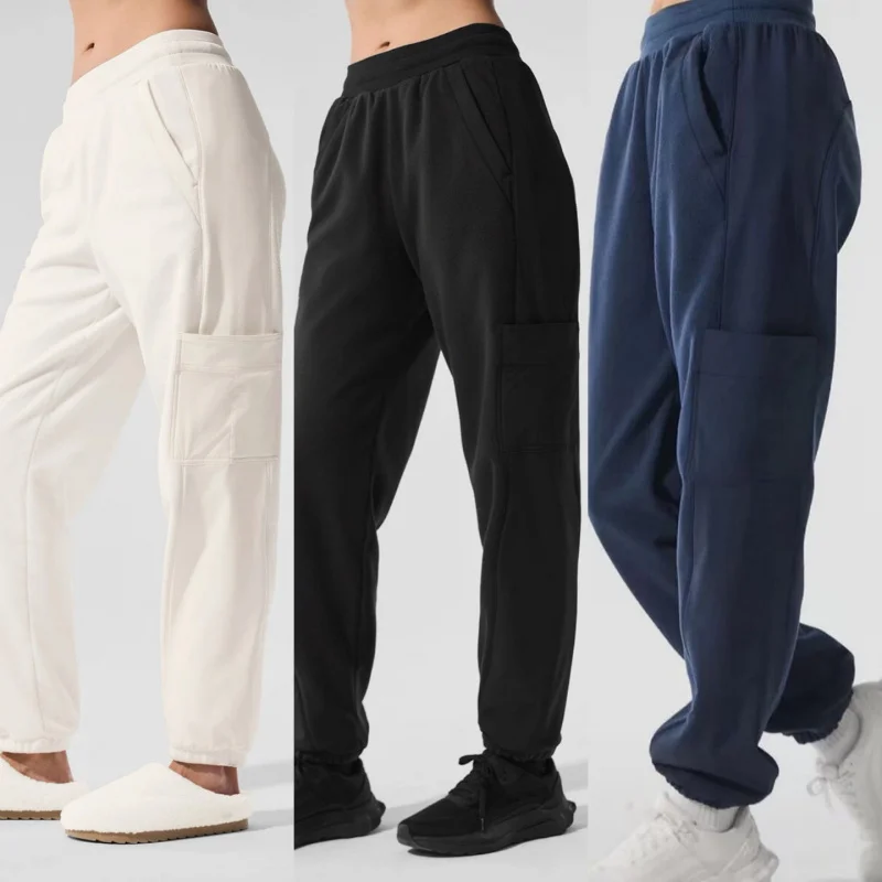 

Women Double Fleece Sweatpants Soft Polar Fleece Warm Windproof Athletic Pants Cozy Winter Outdoor Training Lounge Trousers