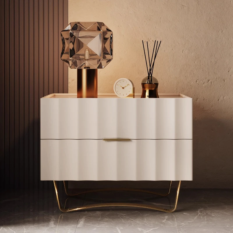 

Console Cabinets Bedside Table Smart Storage White Bedroom Corner Low Nightstand Decor Comfortable Mesa De Noche Home Furniture