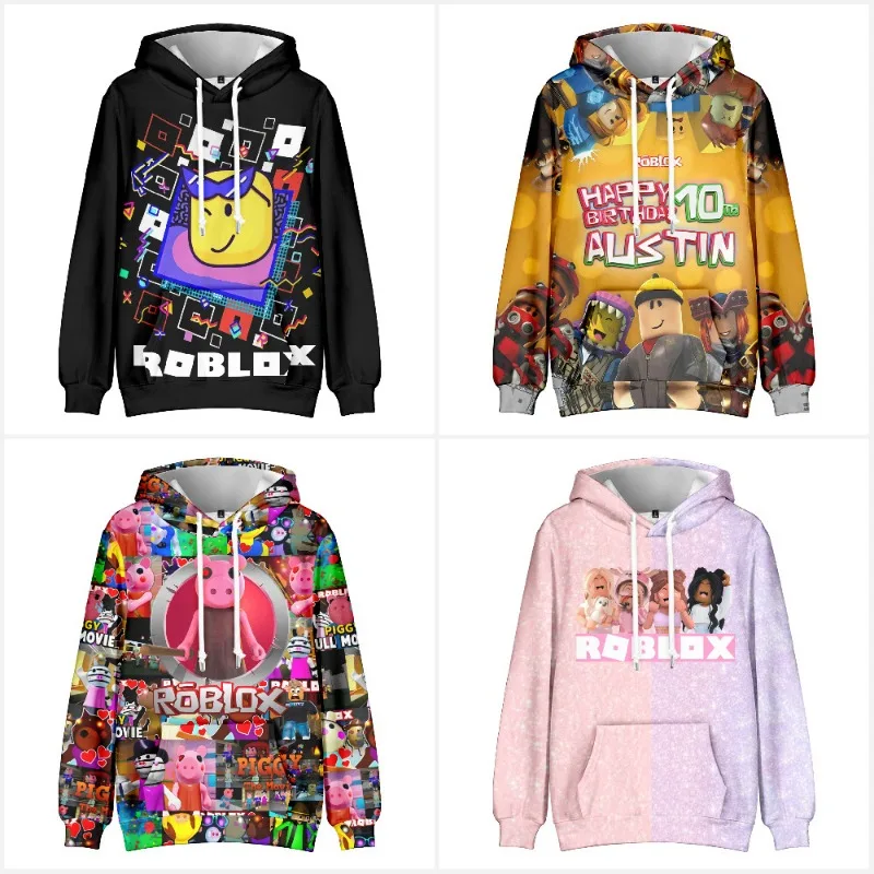 نمط جديد Roblox لعبة هوديي الكرتون البلوزات المطبوعة الفتيان والفتيات الأطفال الكبار عيد الميلاد هدية عيد ميلاد الملابس سترة #5