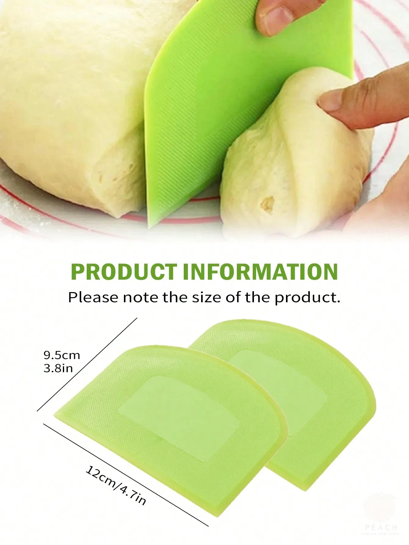 2pcs Dough Scraper Bowl Food-safe Plastic Dough Cutter Flexible Bench Multipurpose Food Scrappers for Bread Dough