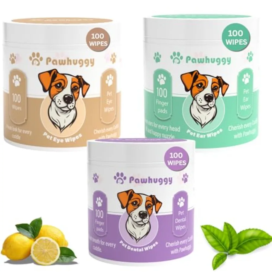 

Салфетки для чистки зубов, ушей и глаз для собак и кошек, 300 штук: 100 для зубов + 100 для ушей + 100 для глаз