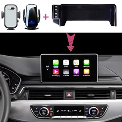 Car Phone Holder For Audi A4 B9 2016 2017 2018 2019 Screen Panel Fixed Base Fast Wireless Charging Phone Mount Car Accessories