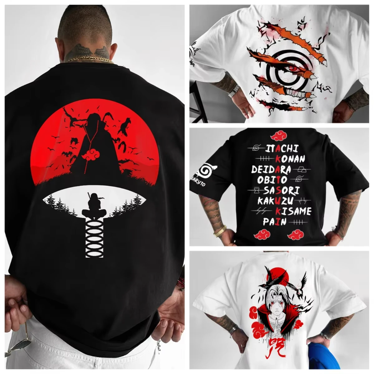 

Naruto Uchiba Summer New Fashion Cotton T-Shirt High Street Cool Y2K Summer Anime Doll Cosplay