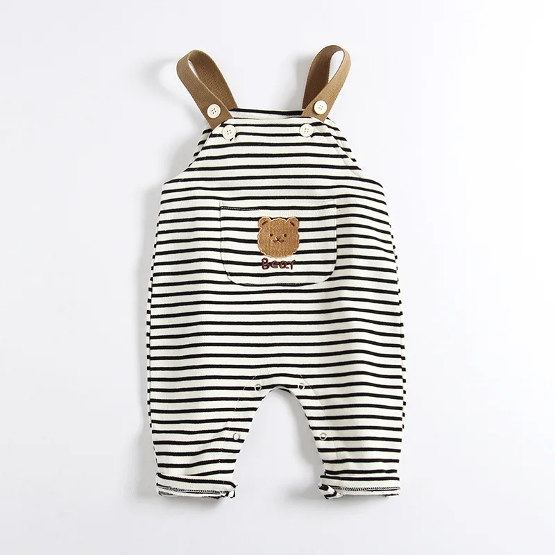 MILANCEL 1-4Y New Spring Baby Overall Boys Cute Stripe Bear Pants Toddler Trousers