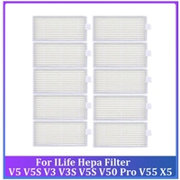 10PCS Hepa Filter For Ilife Hepa Filter V5 V5S V3 V3S V5S V50 Pro V55 X5 Robot Vacuum Cleaner Replacement Parts Accessories