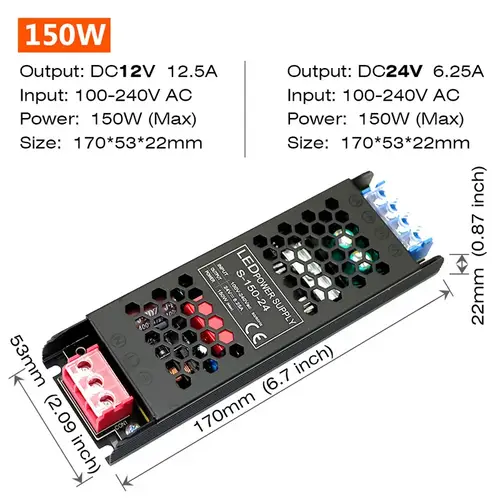 Constant Voltage Power Supply 48W 60W 100W 150W 200W 300W 400W Thin Driver For LED Strips DC 12V / 24V Lighting Transformers - Image 8